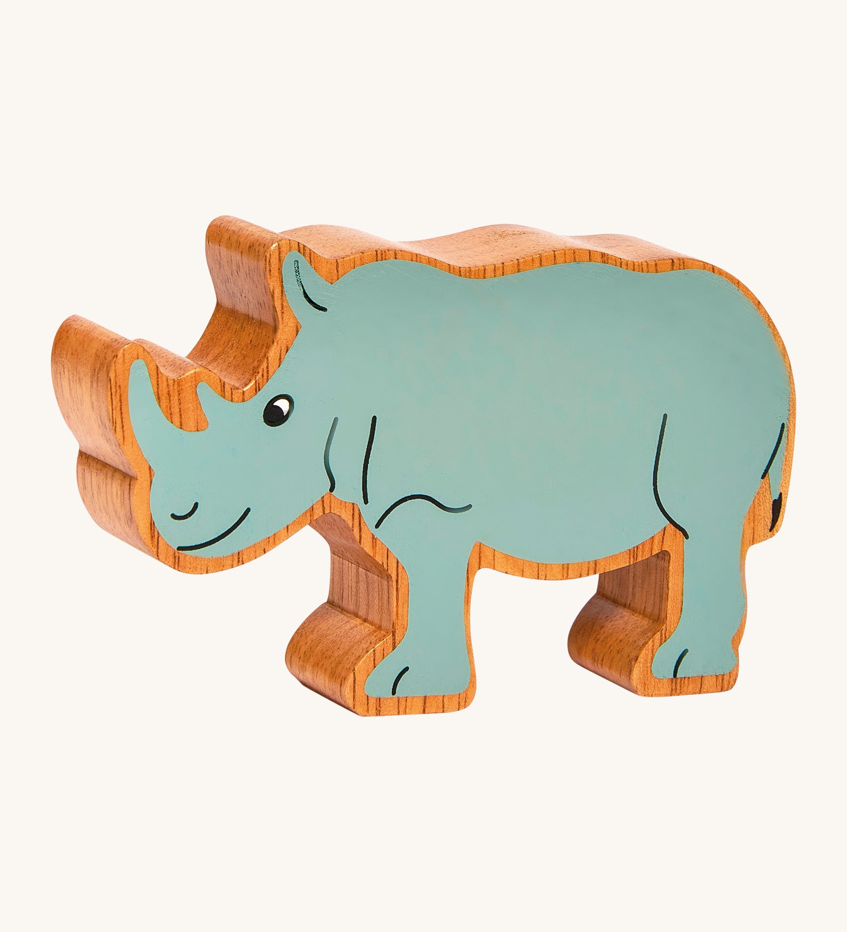 A chunky wooden Lanka Kade grey rhino figure available at Babipur.