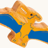 A close up of the chunky wooden Lanka Kade Pteradon dinosaur figure available at Babipur. 