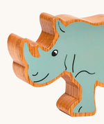 A close up of the chunky wooden Lanka Kade grey rhino figure available at Babipur.