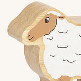 A close up of the chunky wooden Lanka Kade white sheep figure available at Babipur.