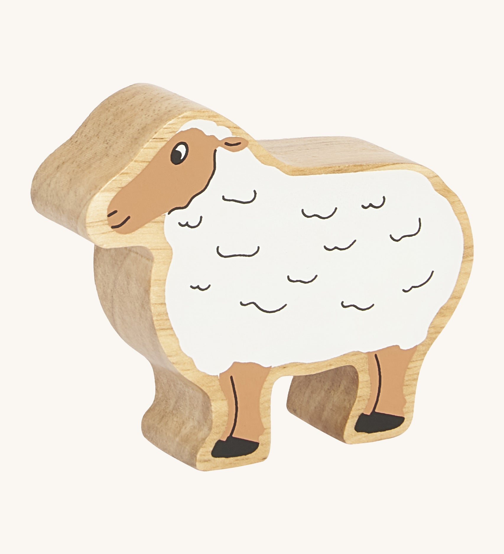 A chunky wooden Lanka Kade white sheep figure available at Babipur.