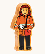 Chunky wooden Lanka Kade black and orange delivery woman figure available at Babipur.