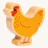 A chunky wooden Lanka Kade orange standing hen figure available at Babipur.