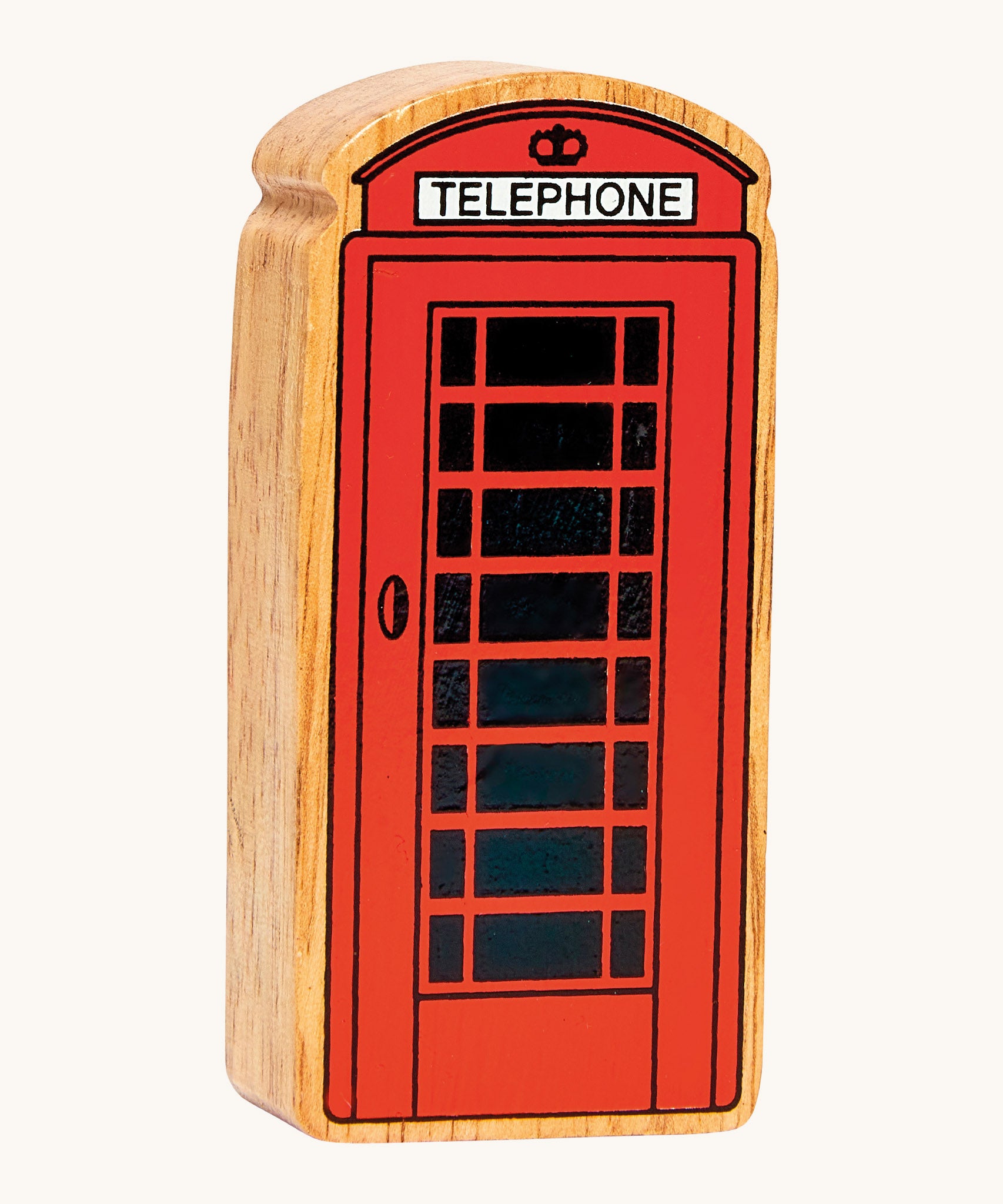 Chunky wooden Lanka Kade red telephone box figure available at Babipur.