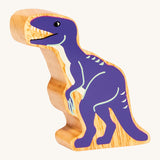 A chunky wooden Lanka Kade purple velociraptor dinosaur figure available at Babipur. 