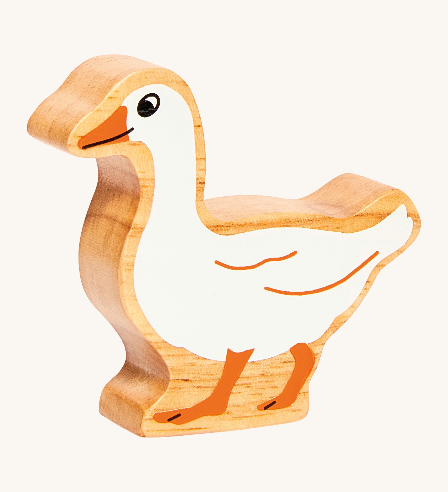 A chunky wooden Lanka Kade white goose animal figure available at Babipur.