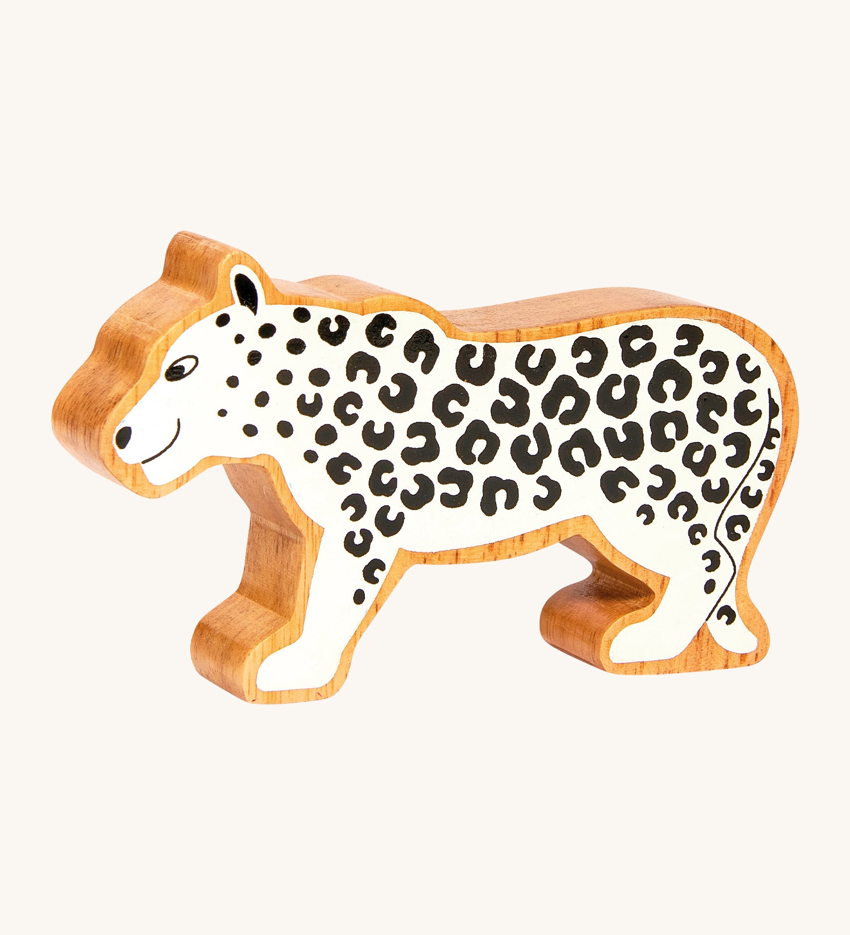 Chunky wooden Lanka Kade white snow leopard animal figure available at Babipur.