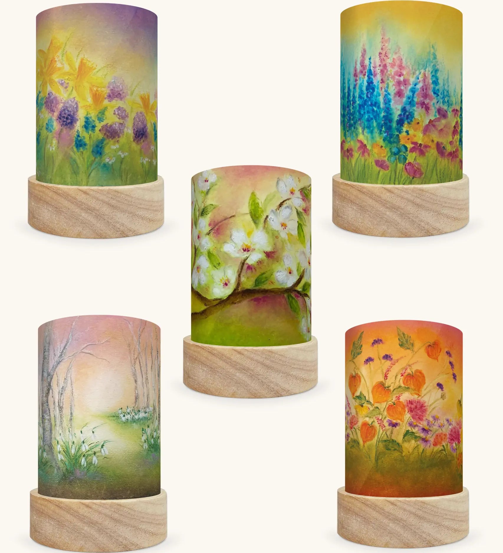 Toverlux  pack of lantern shades with seasons artwork by baukje exler. 