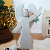 Large Ostheimer Angel With Star Toy - wooden nativity figure or Christmas decoration - for sale at Babipur.