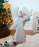 Large Ostheimer Angel With Star Toy - wooden nativity figure or Christmas decoration - for sale at Babipur.