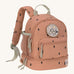 Lassig kids mini happy prints caramel pattern backpack available on Babipur. A pale brown backpack with dark rectangular patterns and a cute cat patch on the front panel. Features padded shoulder straps, mesh side pockets and 3 zipped compartments. 