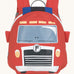 Lassig kids tiny backpack in fire engine design available at Babipur. A red backpack with a playful fire engine character design on the front panel.