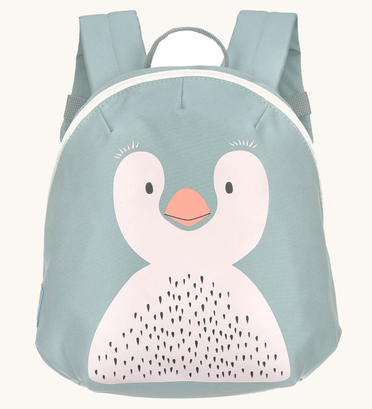 Lassig kids tiny backpack in penguin available at Babipur. A pale blue backpack with a cute playful penguin design on the front panel.