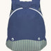 Lassig kids tiny backpack in whale available at Babipur. A dark blue backpack with a cute playful whale design on the front panel.