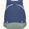 Lassig kids tiny backpack in whale available at Babipur. A dark blue backpack with a cute playful whale design on the front panel.