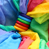 Laura's play cotton bright rainbow play cloth made from 100% organic cotton put through rainbow rings
