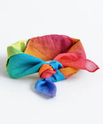 Laura's play cotton bright rainbow play cloth made from 100% organic cotton tied in a knot