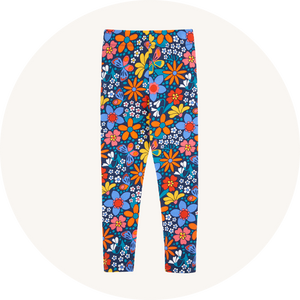 Frugi Leona Organic Cotton Leggings in Navy and Retro Floral print to represent Frugi Leggings and Tights AW25 at Babipur.