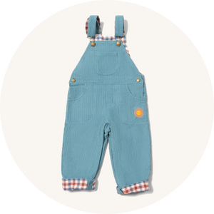 Little Green Radicals Lined Cord Dungarees - Pale Blue to represent Little Green Radicals organic cotton dungarees at Babipur.