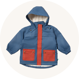Little Green Radicals Waterproof Winter Coat in Moonlight Blue to represent all Little Green Radicals at Babipur.
