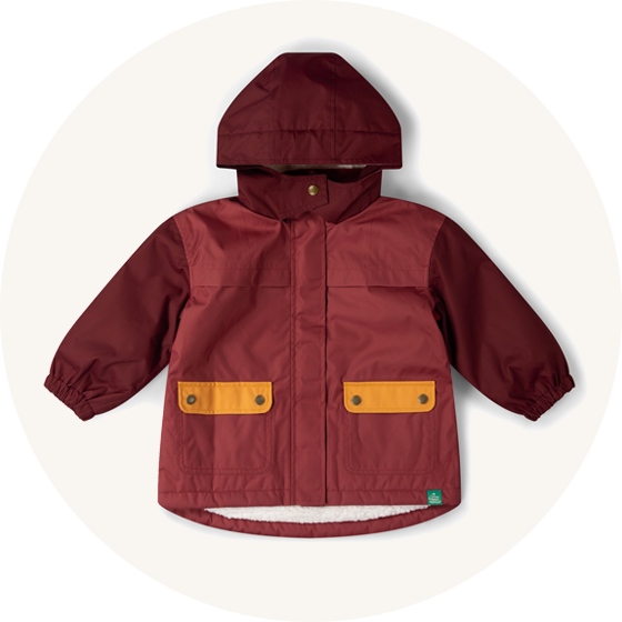 Little Green Radicals berry recycled waterproof winter coat to represent Little Green Radicals coats and outerwear at Babipur.