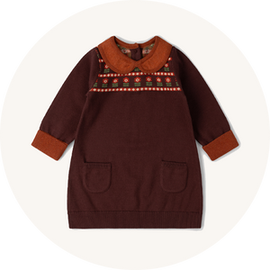 Little Green Radicals Knitted Collar Dress in Collecting Flowers to represent Little Green Radicals organic cotton dresses at Babipur.