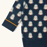 Little Green Radicals Knitted Jumper in Blue with penguin design, made from soft organic and Fairtrade certified cotton.