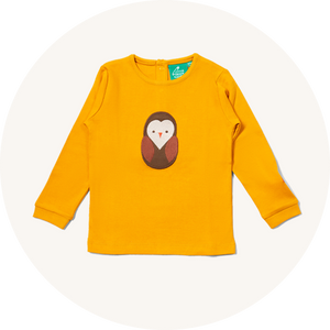 Little Green Radicals Applique Long Sleeve Top - Brown Owl to represent Little Green Radicals organic cotton tops and t-shirts at Babipur.