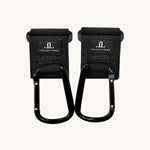Lola & Lykke Stroller Hooks. Black pram and stroller hooks with black carabena clips