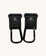 Lola & Lykke Stroller Hooks. Black pram and stroller hooks with black carabena clips