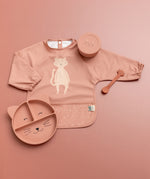 Trixie Animal Friends Waterproof Long Sleeve Bib, pink, Mrs Cat with matching divider plate. 