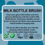 LoofCo Bottle Brush infographic with Carbon Neutral Britain certification and other key ethical info.