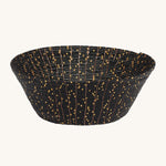 MADE51 Handmade Beaded Crescent Moon Bowl, made with black and gold beads, and copper wiring