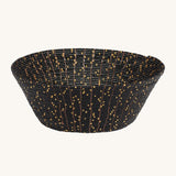 MADE51 Handmade Beaded Crescent Moon Bowl, made with black and gold beads, and copper wiring