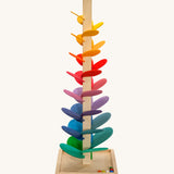 Magic Wood Large Marble Tree Toy measuring 72cm, a wooden tall stem with rainbow leaves and glass marbles to create satisfying sounds.