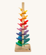 Magic Wood Large Marble Tree Toy measuring 72cm, a wooden tall stem with rainbow leaves and glass marbles to create satisfying sounds.