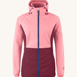 Mamalila soft shell baby wearing allrounder limited edition pro jacket in party purple available at Babipur. This pink and purple jacket features a hood, full length zip and side pockets.