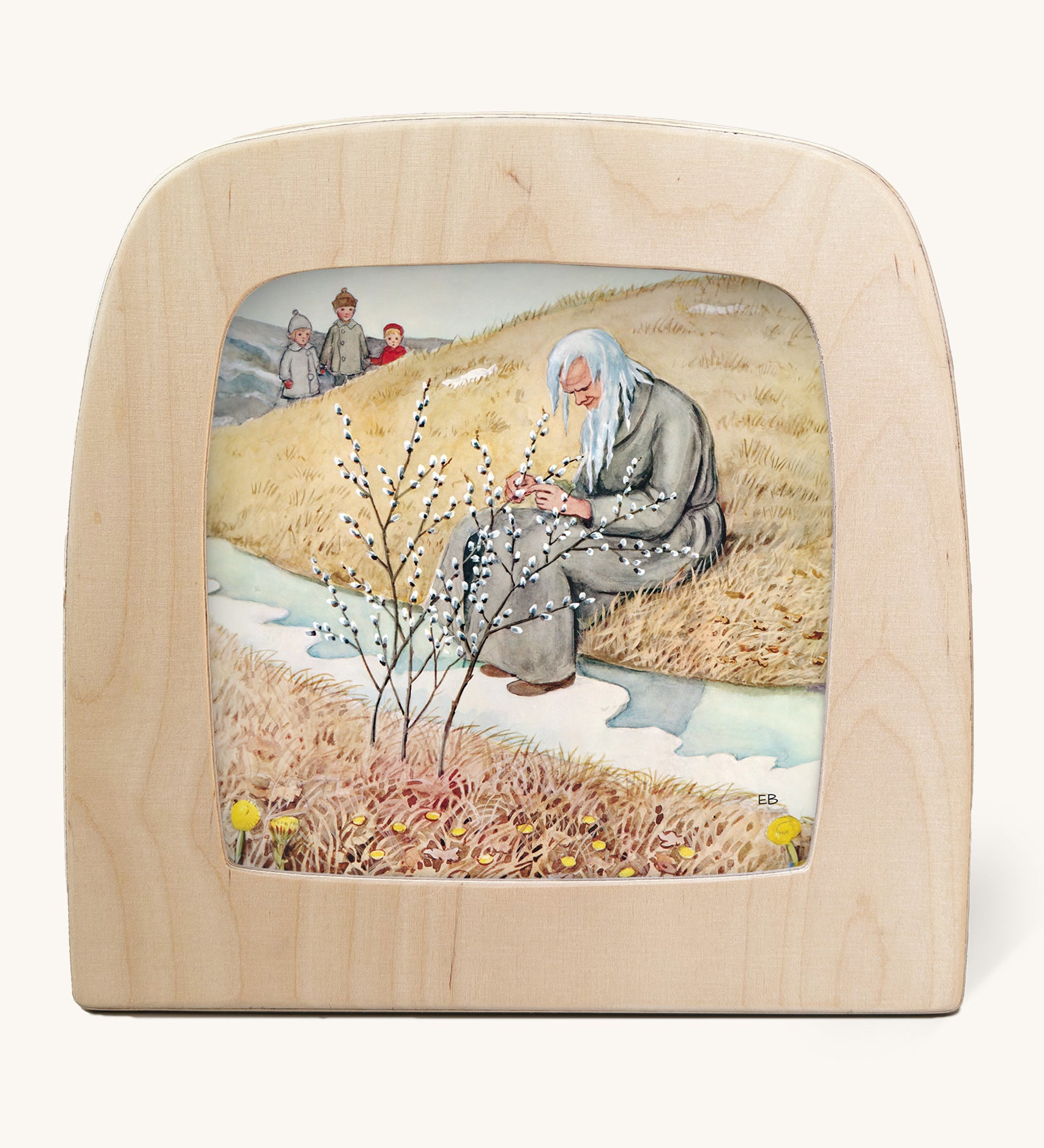 Toverlux StoryLux Silhouette Sets, Around The Year by Elsa Beskow. The image shows the March illustration inside a magic lamp, on a cream background