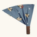 Maxomorra kids GOTS organic cotton bandana in light blue with a repeating cute owl print. Features a brown elasticated head band