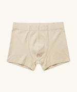 Maxomorra kids GOTS organic cotton boxer shorts in solid cream. Features an elasticated waist band