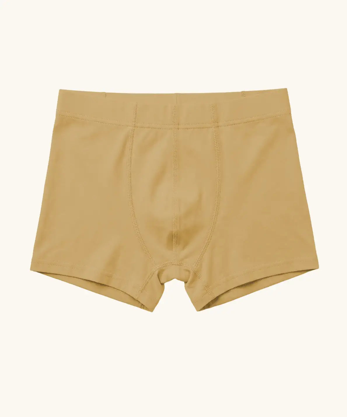Maxomorra kids GOTS organic cotton boxer shorts in mustard yellow. Features an elasticated waist band