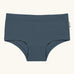 Maxomorra kids GOTS organic cotton brief hipster pants in navy. Features an elasticated waist band