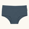 Maxomorra kids GOTS organic cotton brief hipster pants in navy. Features an elasticated waist band