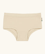 Maxomorra kids GOTS organic cotton brief hipster pants in solid cream. Features an elasticated waist band