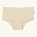Maxomorra kids GOTS organic cotton brief hipster pants in solid cream. Features an elasticated waist band