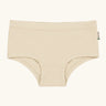 Maxomorra kids GOTS organic cotton brief hipster pants in solid cream. Features an elasticated waist band