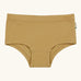 Maxomorra kids GOTS organic cotton brief hipster pants in mustard yellow. Features an elasticated waist band