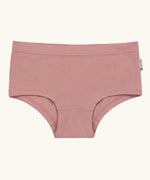 Maxomorra kids GOTS organic cotton brief hipster pants in solid pink. Features an elasticated waist band