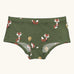 Maxomorra GOTS organic cotton women's brief hipster pants in green with a repeating cartoon fox print 