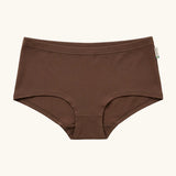Maxomorra GOTS organic cotton women's brief hipster pants solid brown with an elasticated waist band